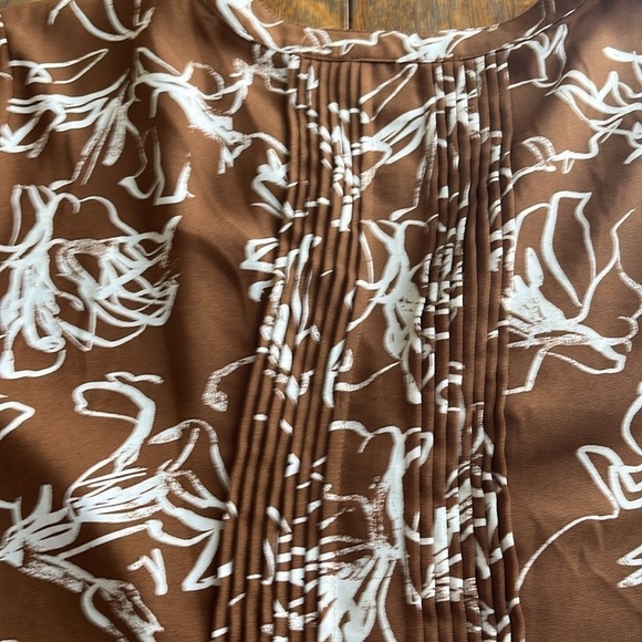 Prescott New York Pleaded V-neck Dress Flowing Fabric Wide 3/4 Sleeves Size 1X - Picture 14 of 16